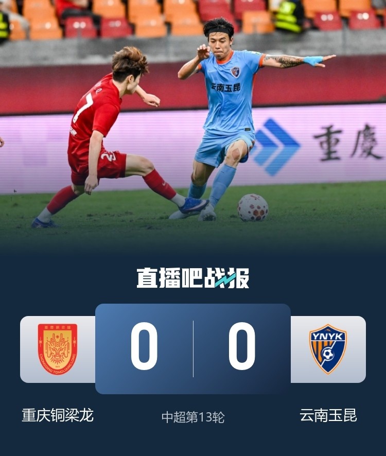 38570人見證西南德比悶平 重慶銅梁龍0-0云南玉昆